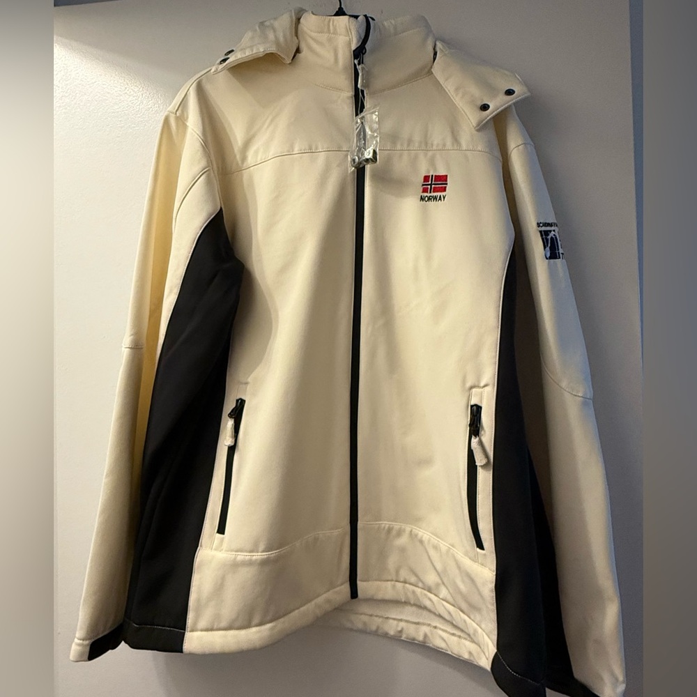 Modern Cream and Black Jacket with Technical Fabric (New)